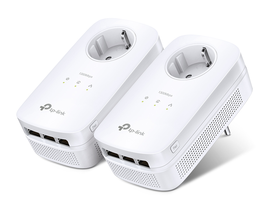 KIT ADAPTOR POWERLINE TP-LINK tehnologie AV2, AV1300, pana la 1300Mbps, 3 porturi Gigabit, priza AC, 2 buc. "TL-PA8030P KIT" (timbru verde 2 lei)