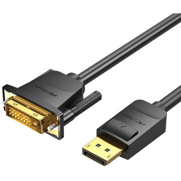 Cablu video Vention, DisplayPort(T) la DVI-D(T) 24+1 pin, 2m, rezolutie 1080p la 60Hz, PVC, negru, "HAFBH" (timbru verde 0.08 lei) - 6922794745292