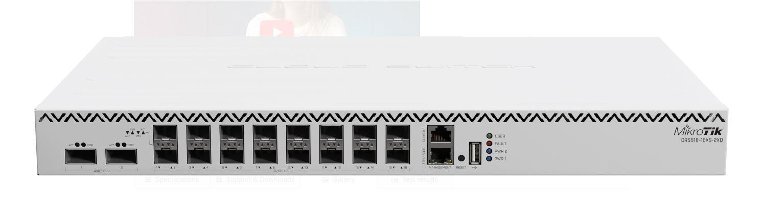 MIKROTIK 18P-2QS+RM 25G SWITCH "CRS518-16XS-2XQ-RM"(timbru verde 2 lei)