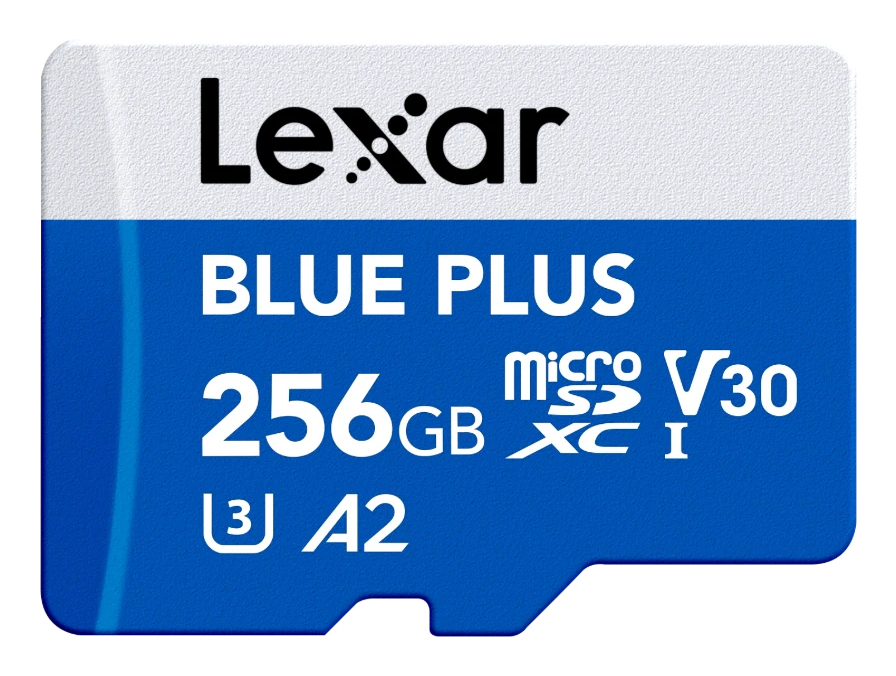 Card de memorie Lexar BLUE PLUS, microSDXC, 256GB, UHS-I, C10/A2/U3 (V30) + Adaptor SD "LMSBLPL256G-BNANG" (timbru verde 0.03 lei)