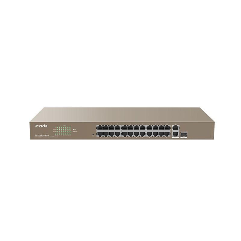 TENDA 24-PORT+2GE SMART POE SWITCH "TEF1226P-24-410W" (timbru verde 2 lei)