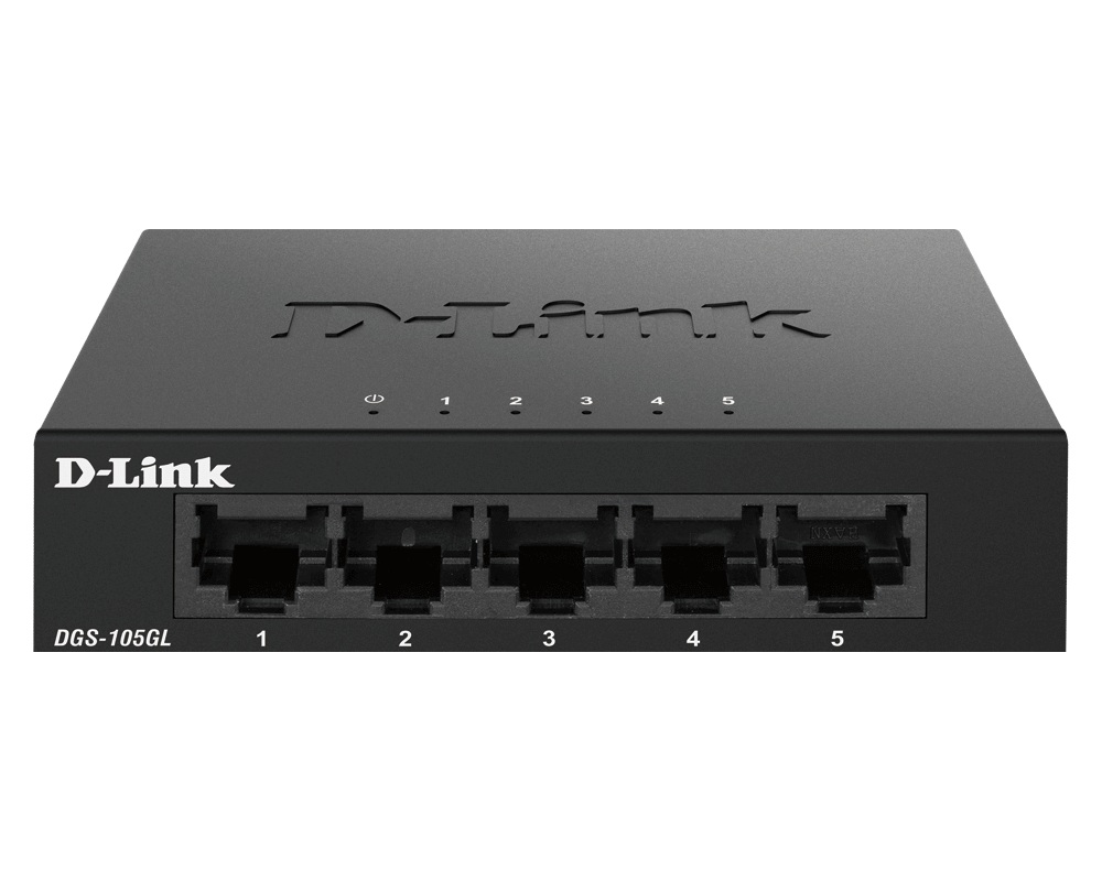 SWITCH D-Link 5 porturi Gigabit, carcasa metalica, "DGS-105GL" (timbru verde 2 lei)