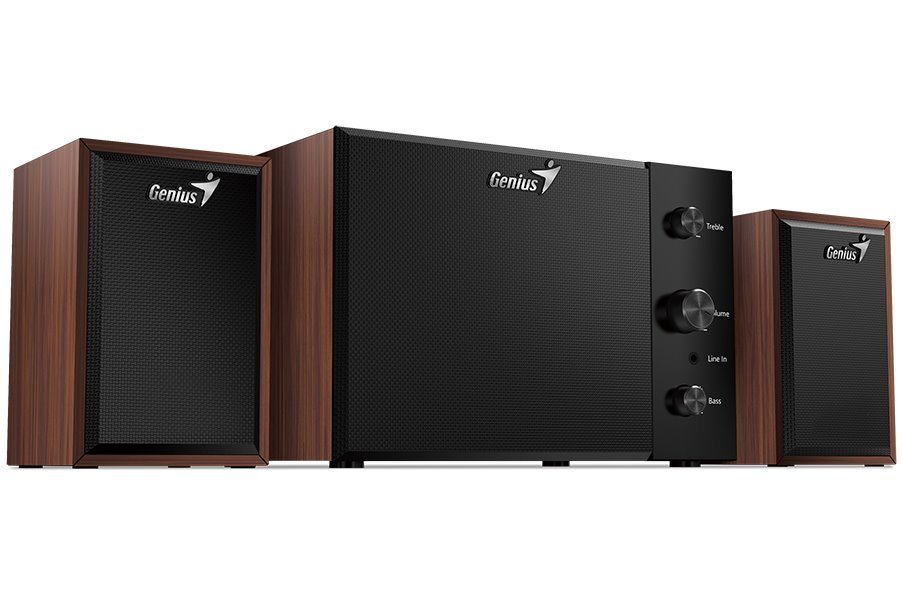 BOXE GENIUS 2.1, RMS: 15W (2 x 3.5W + 1 x 8W), cherry wood, "SW-2.1 350" "31730037400" (timbru verde 11.00 lei)