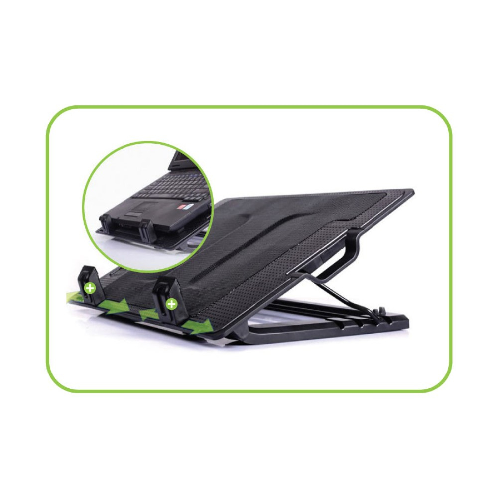 Suport pentru laptop cu sistem de racire, ergonomic, reglabil, iluminat led, 17.3 inch maxim, Negru, Techly, ICOOL-CP12TY "ICOOL-CP12TY" - imagine 7