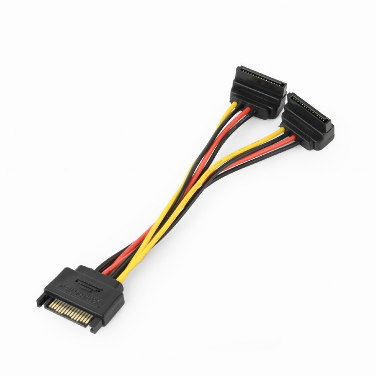 CABLU date GEMBIRD, adaptor S-ATA (T) la 2 x S-ATA (M) in unghi drept, 0.15 m, "CC-SATAM2F-02" (timbru verde 0.08 lei)