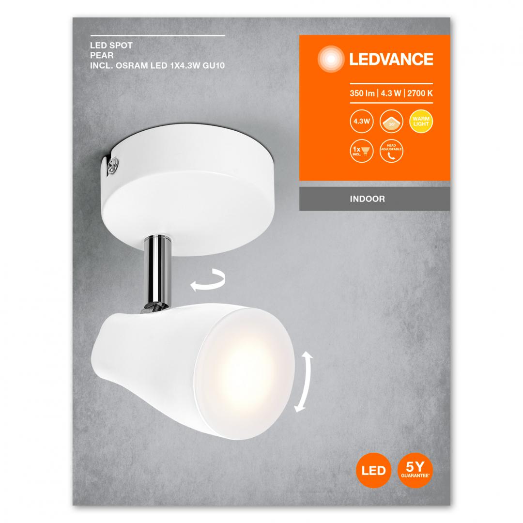 LED SPOT PEAR 1X4.3W 827 GU10 WT LEDV "000004058075826410" (timbru verde 0.8 lei)