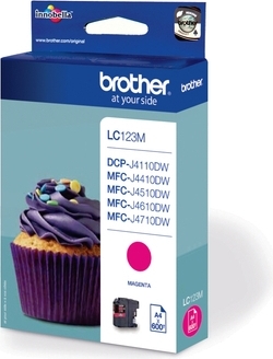 Cartus Cerneala Original Brother Magenta, LC123M, pentru DCP-J4110| MFC-J4410|J4510|J4610|J4710|J6520|J6920, 600, (timbru verde 0.15 lei), "LC123M"
