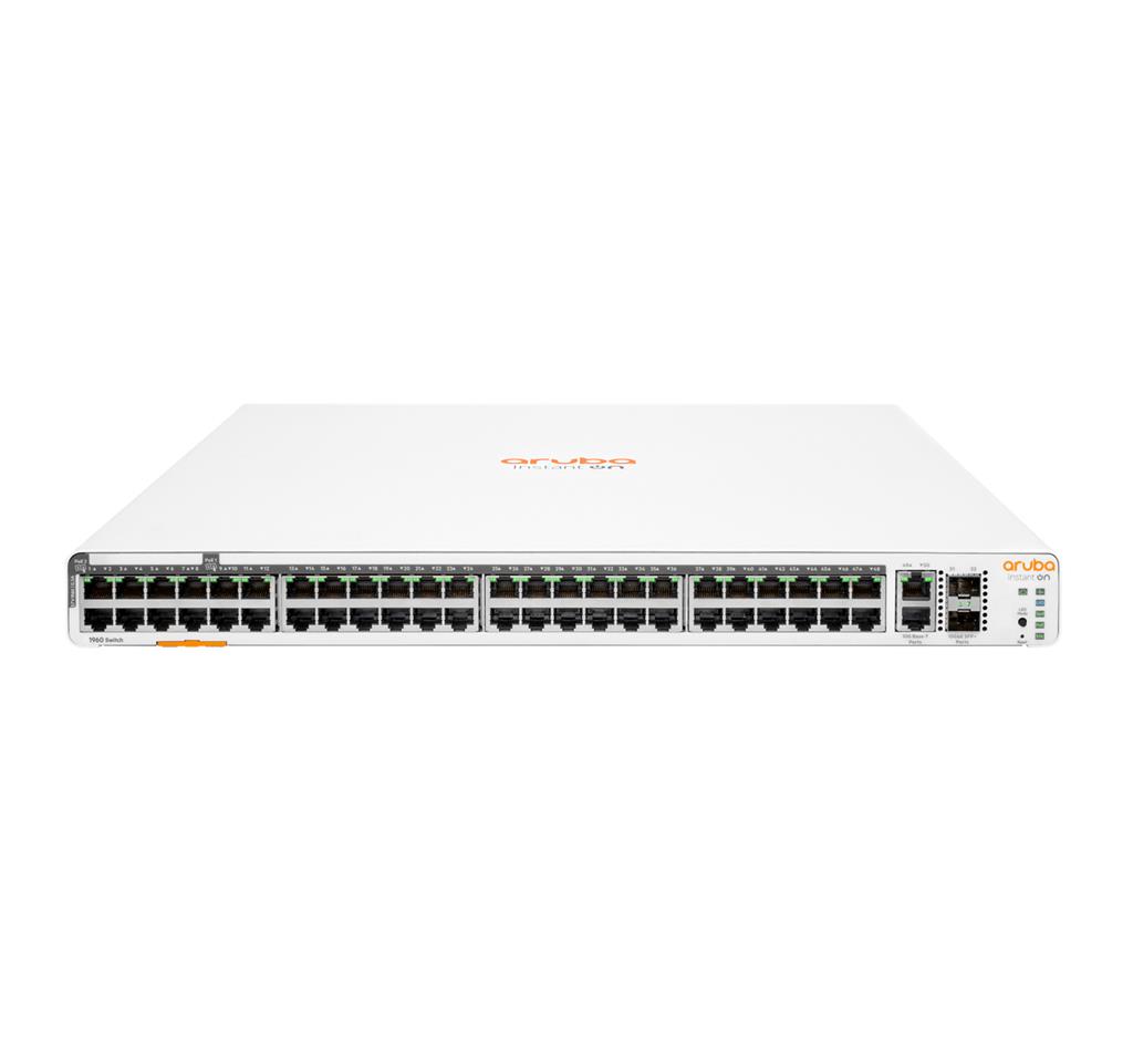 Hewlett Packard Enterprise Aruba Instant On 1960 48G 40p Class4 8p Class6 PoE 2XGT 2SFP+ 600W Managed L2+ Gigabit Ethernet (PoE) 1U White, "JL809A" (timbru verde 2 lei)