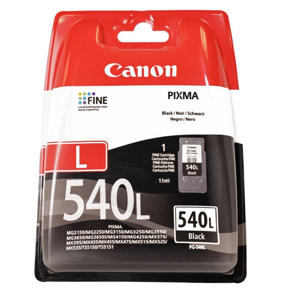 Cartus Cerneala Original Canon Black, PG-540 L , pentru Pixma MG2150|MG2250|MG3150|MG3250|MG3550|MG3650|MG4150|MG4250|MX375|MX395|MX435|MX455|MX475, 11ml, (timbru verde 1.2 lei)"5224B011AA"
