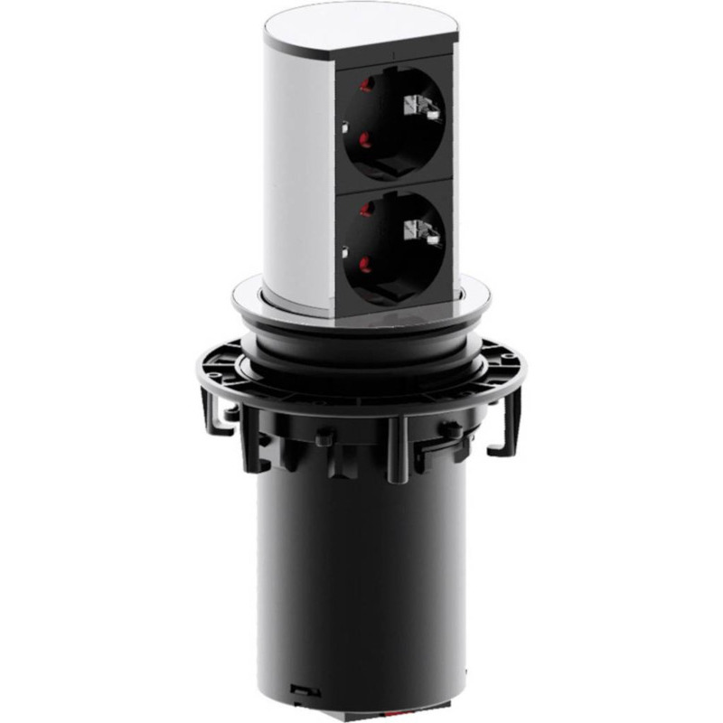 Priza cu protectie ELEVATOR 928.002, Numar iesiri 2, Schuko, 230 V, Lungime cablu 2 m, Impamantare, Negru/Argintiu, Fisa Schuko montabila, "928.002" (include TV 0.8lei)