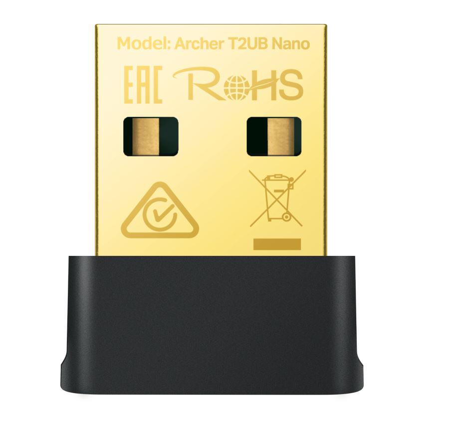 ADAPTOR RETEA TP-LINK AC600, extern wireless 2.4 GHz | 5 GHz si Bluetooth 4.2, USB 2.0, port, 600 Mbps, antena interna x 1, "Archer T2UB Nano" (timbru verde 0.18 lei)
