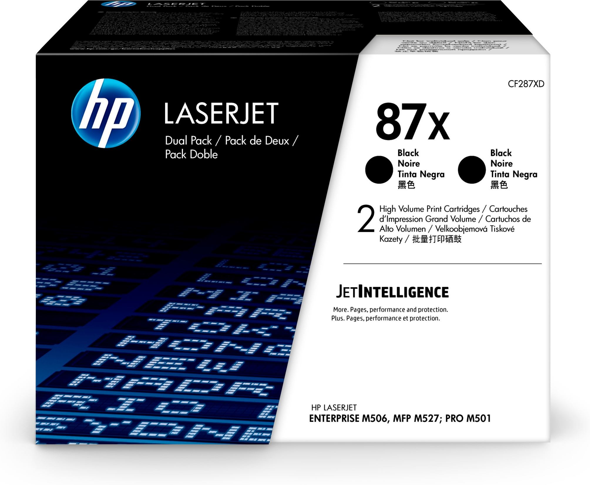 Dual-Pack Original HP Black, nr.87X, pentru LaserJet M501|M506|M527, 2 x 18K, (timbru verde 1.2 lei) , "CF287XD"