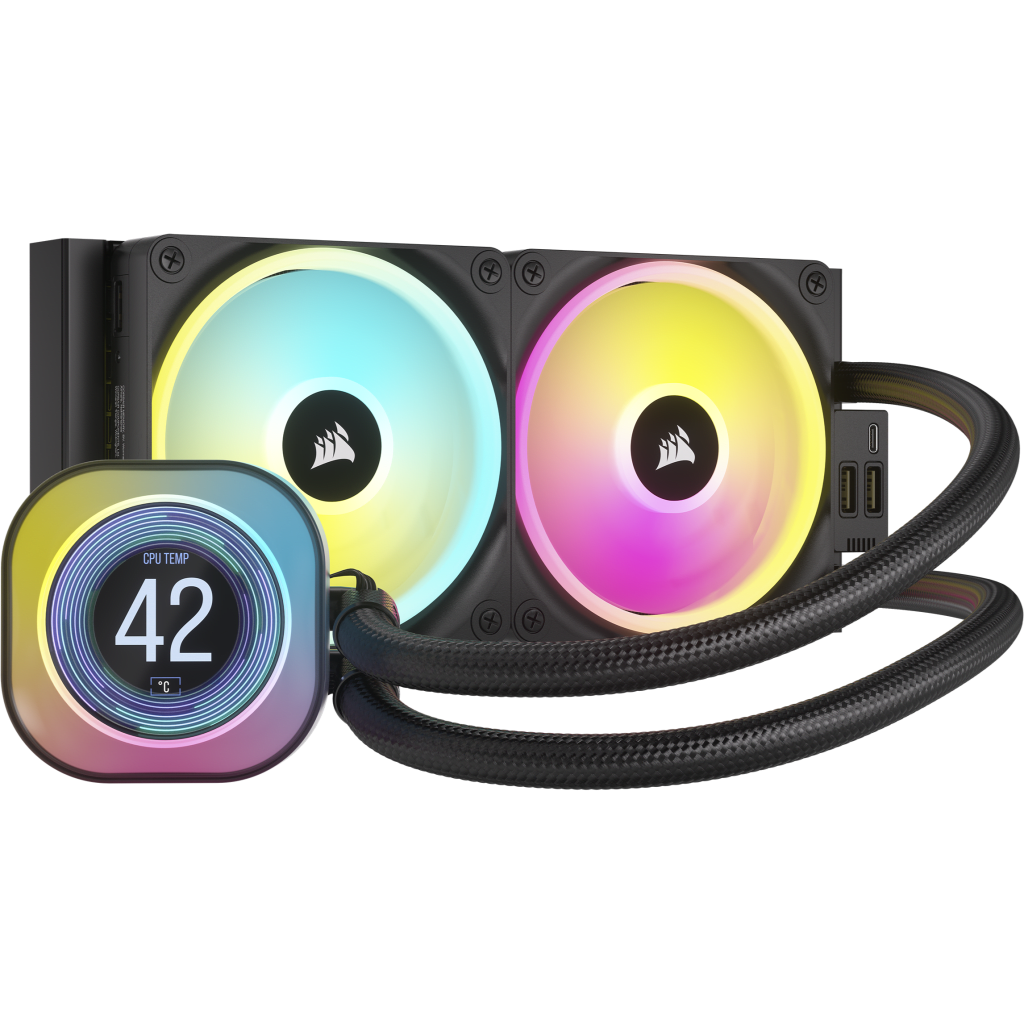 Cooler Corsair "iCUE LINK H100i ", skt universal, racire cu lichid, ventilator 120 mm x 2, 2400 rpm, iluminat RGB, "CW-9061007-WW" (timbru verde 2 lei)