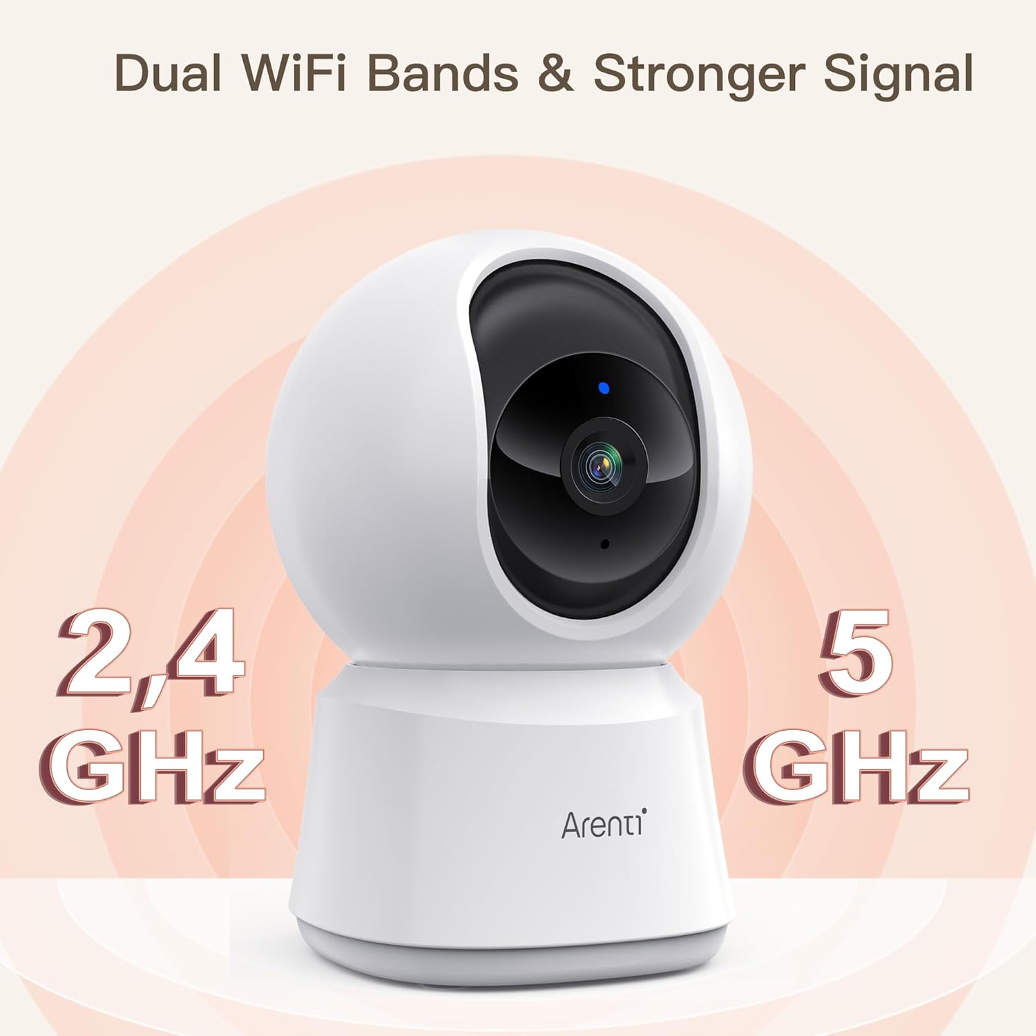 Camera supraveghere Arenti, 3K, 5 MP, mini, wireless 2.4 GHz, 5 GHz, , night vision 10m, audio bidirectional, compatibil Alexa si Google Assistant, 355grade pan si tilt, "P2F" (timbru verde 0.8 lei)