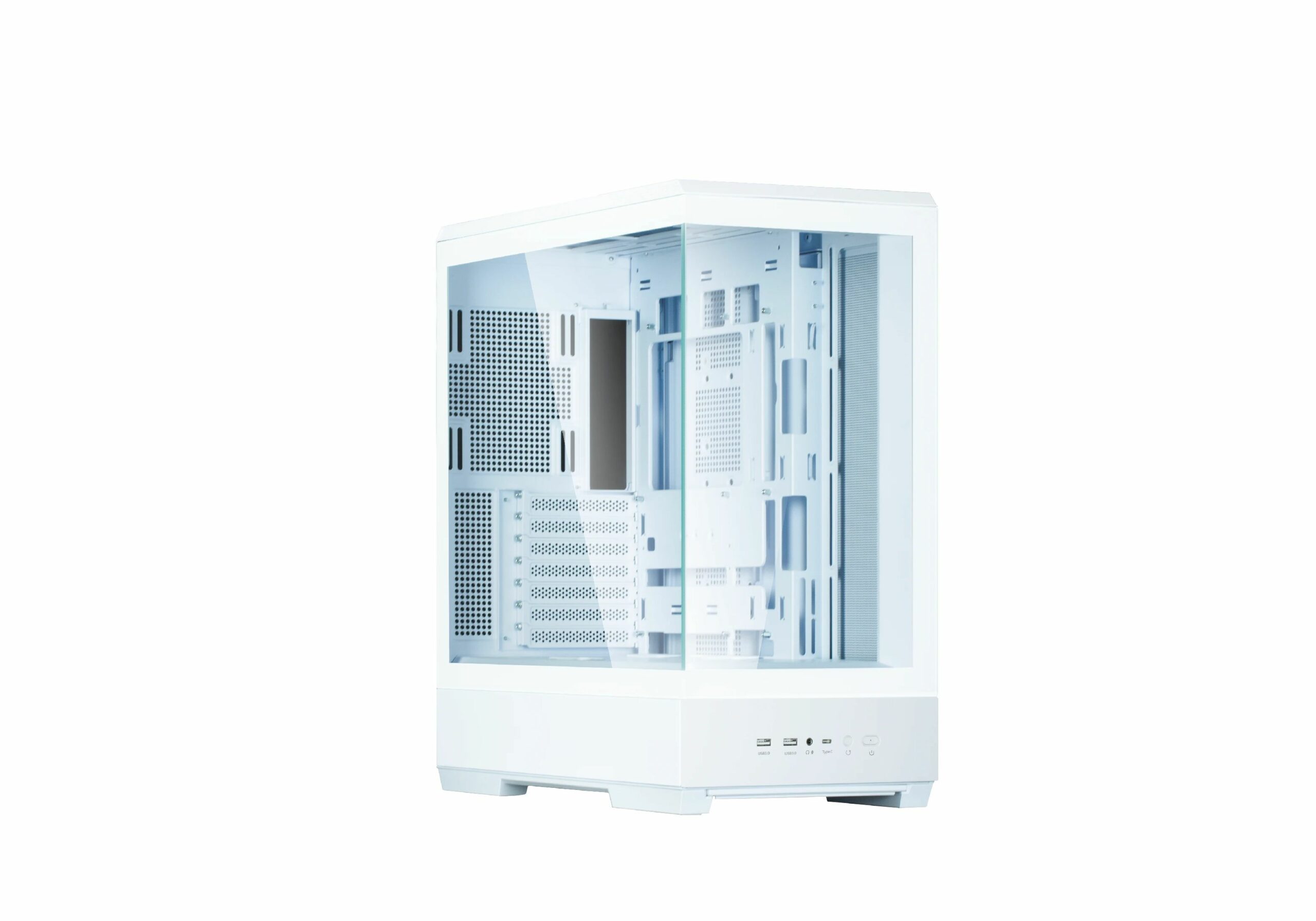 CARCASA Zalman "P50", middle tower, gaming, fara sursa, suporta 10xfan, PSU shroud, USB 3.1 gen1 x 2, audio+mic, 7 sloturi expansiune, alb, "P50 White" (timbru verde 0.08lei)