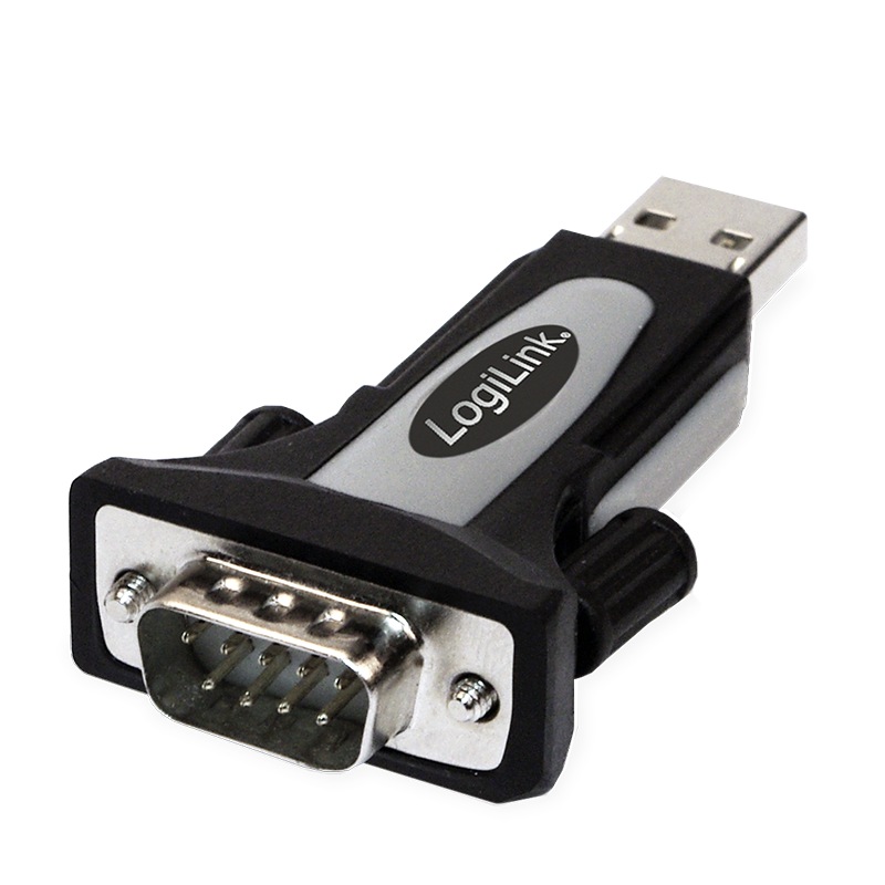 ADAPTOR USB LOGILINK, USB 2.0 (T) la Serial DB9M (9-pin)(RS232)(T), negru cu argintiu, "AU0034" (timbru verde 0.18 lei)