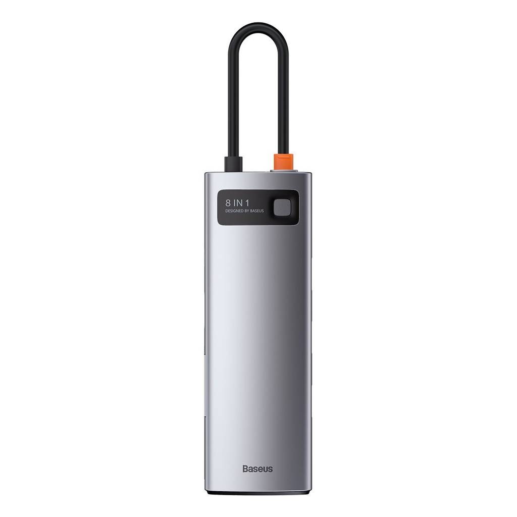 DOCKING Station Baseus Metal Gleam,conec USB-C,USB 3.0x3,SDx1,microSDx1,RJ-45 Gigabit LANx1,USB-Cx1 PD 100W 5V/9V/14.5/20V 5A (Max.) HDMIx1/4K/30Hz "CAHUB-CV0G"(timbru verde 0.18 lei)-6953156204652