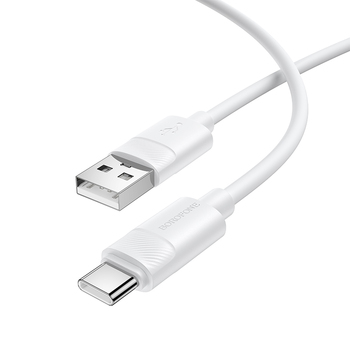 CABLU alimentare si date Borofone "BX123", Charging Data Cable pt. smartphone, USB la USB Type-C, 3A, 1m, alb "6941991124211" (timbru verde 0.18 lei)
