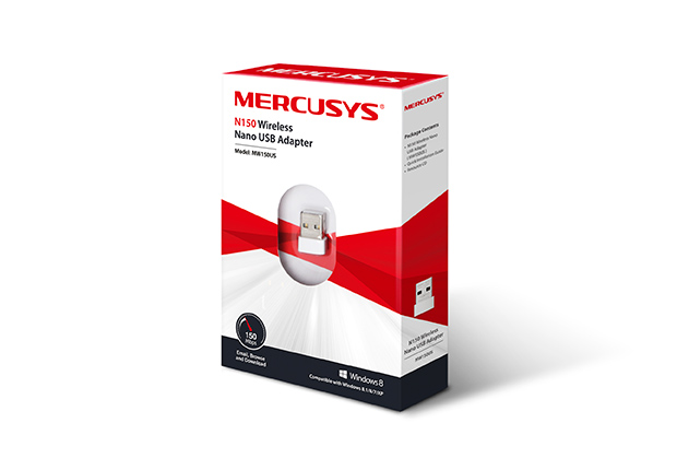 ADAPTOR RETEA MERCUSYS NANO, extern wireless 2.4 GHz, USB 2.0, port, 150 Mbps, antena interna x 1, "MW150US" (timbru verde 0.18 lei)