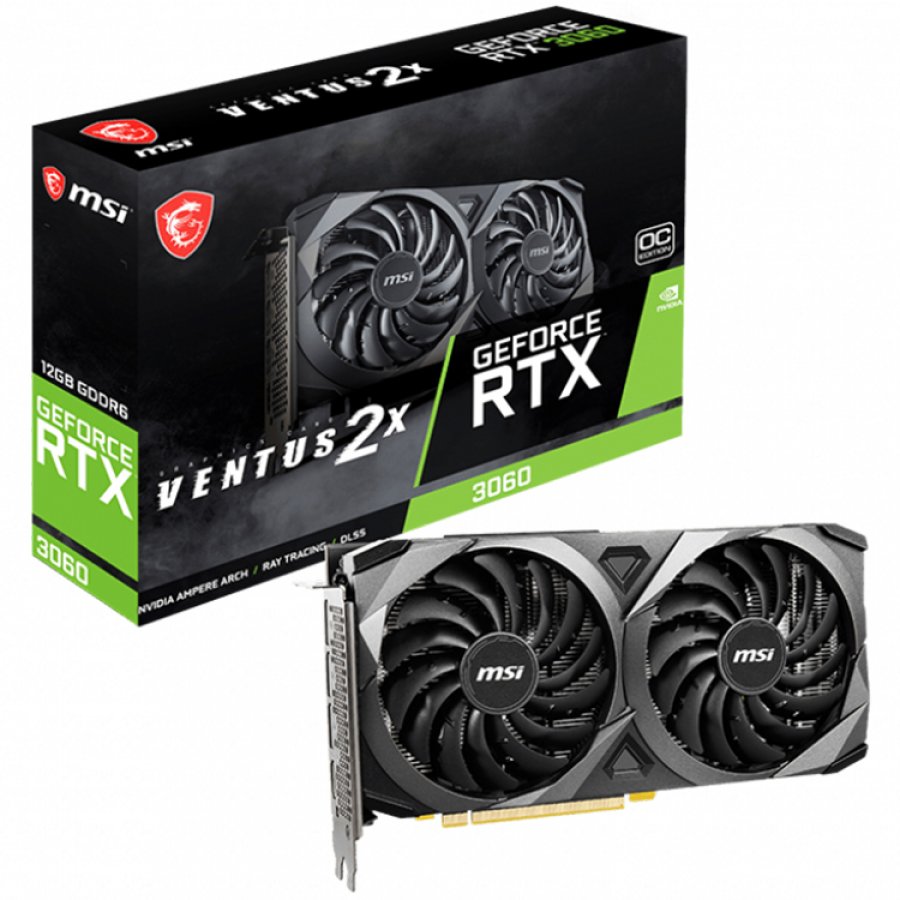 PLACA VIDEO MSI "GeForce RTX 3060 VENTUS 2X 12G OC", 12 GB GDDR6 192 biti, PCI Express 4.0 x 16, HDMI DisplayPort x 3, sistem racire aer, "RTX_3060_VENTUS_2X_12G_OC"