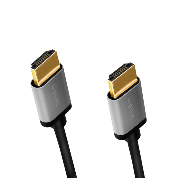 CABLU video LOGILINK, HDMI (T) la HDMI (T) 2.0, 1m, conectori auriti, rezolutie maxima 4K (3840 x 2160) la 60 Hz, aluminiu, triplu ecranaj, negru-gri, "CHA0100" (timbru verde 0.18 lei)