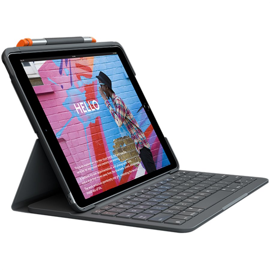 LOGITECH Slim Folio for iPad (7th generation) / iPad AIR (3rd gen) - GRAPHITE - UK - BT - INTNL - OTHER, "920-009480" (timbru verde 0.8 lei)
