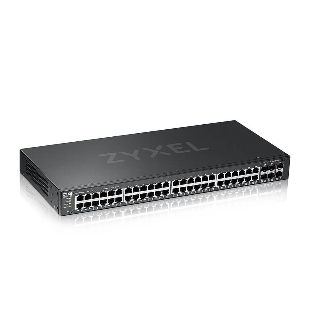 SWITCH ZYXEL, porturi Gigabit x 44, SFP x 6, managed, rackabil, "GS2220-50-EU0101F" (timbru verde 2 lei)