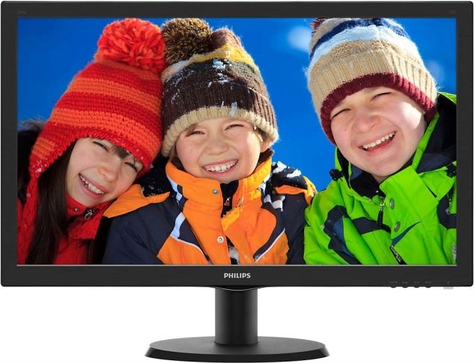 MONITOR PHILIPS 23.6", home, office, TN, Full HD (1920 x 1080), Wide, 250 cd/mp, 1 ms, VGA, DVI, HDMI, "243V5LHSB5/00" (timbru verde 7 lei)