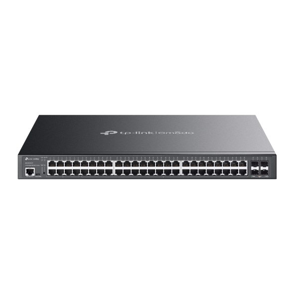 Switch TP-Link cu management L2, Omada 48-Port Gigabit cu 4-Port 10GE SFP+ L2+ Managed Switch, 40-Port PoE+ si 8-Port PoE++, 750W buget total POE "SG3452XMPP" (timbru verde 2 lei)