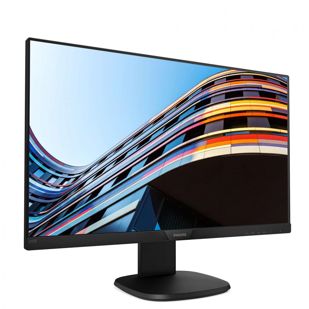 MONITOR PHILIPS 23.8", home, office, IPS, Full HD (1920 x 1080), Wide, 250 cd/mp, 5 ms, VGA, HDMI, DisplayPort, "243S7EJMB/00" (timbru verde 7 lei)