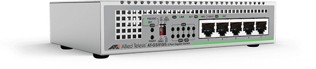 SWITCH ALLIED TELESIS, GS910/5, porturi Gigabit x 5, unmanaged, carcasa metalica, "AT-GS910/5-50" (timbru verde 2 lei)