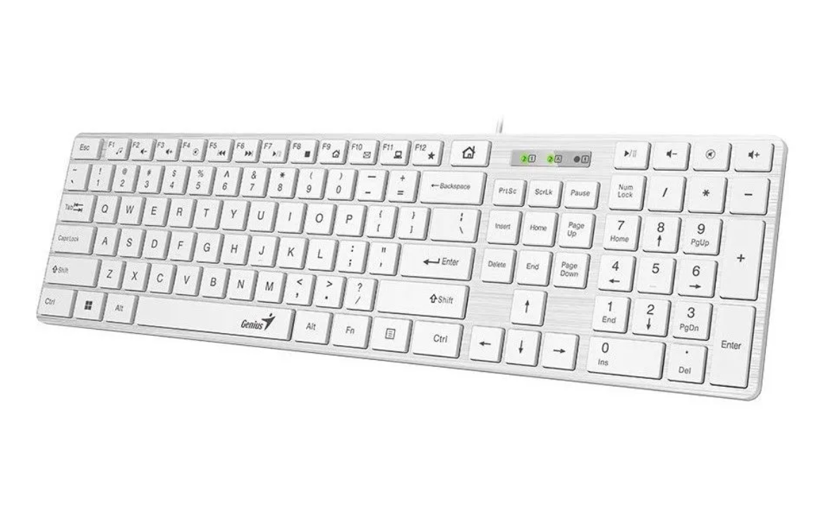 TASTATURA GENIUS USB, multimedia, 104 taste + 12 taste multimedia, alb, "SlimStar 126" "31310017408" (timbru verde 0.8 lei)