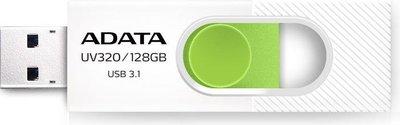 MEMORIE USB ADATA 128 GB, USB 3.1, retractabila, carcasa plastic, alb/ verde, "AUV320-128G-RWHGN" (timbru verde 0.03 lei)