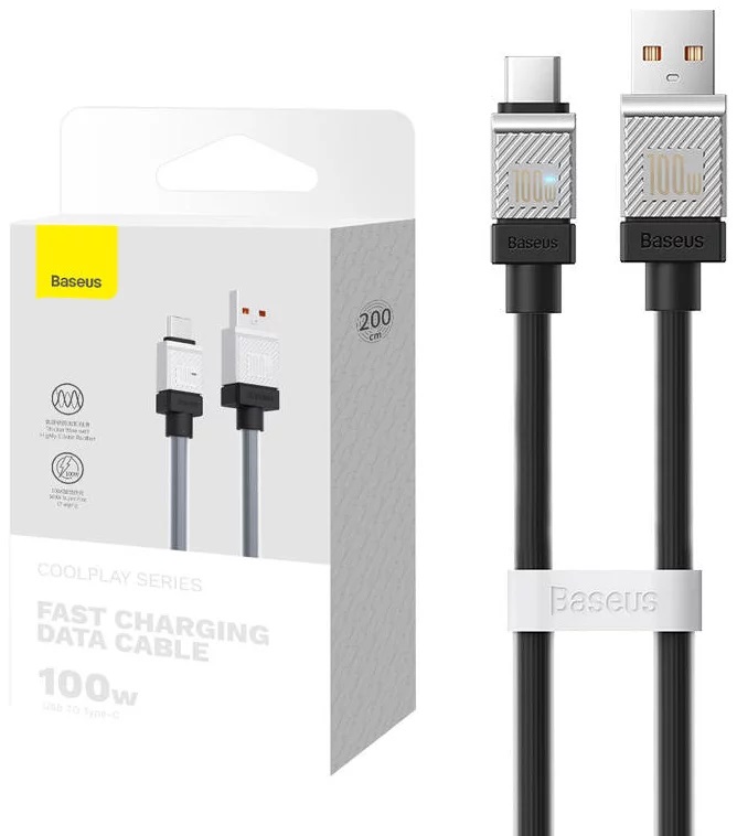 CABLU alimentare si date Baseus, Fast Charging Data Cable pt. smartphone, USB (T) la USB Type-C (T), 100W, 2m, negru, "CAKW000701" (include TV 0.18lei) - 6932172626846