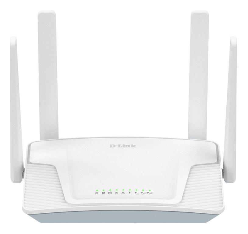 ROUTER D-Link 4G LTE AX1500 Wi-Fi 6, 1 x nano SIM Card slot, 1 x Gigabit Ethernet WAN/LAN, 3 x Gigabit Ethernet LAN, 4 antene externe, dual band 2.4/5 GHz, Wi-Fi 6, alb "G416C" (timbru verde 2 lei)