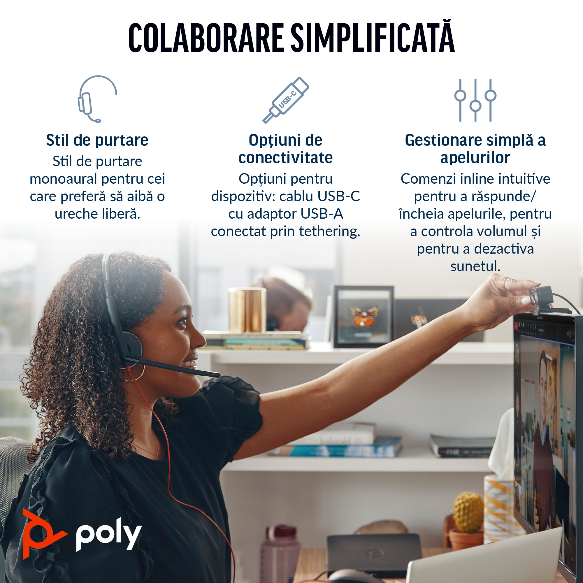 Poly BW 3210 USB-C HS +USB-C/A (Bulk)"8X214A6" - imagine 2