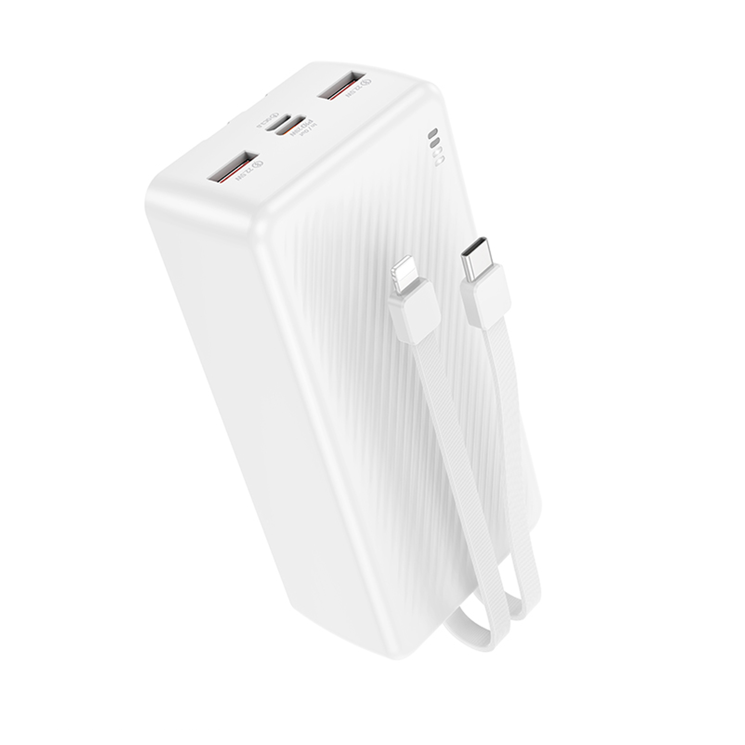 POWER BANK Borofone "BJ57B", 30000mAh, 22.5W, 2 x USB; 1 x cablu USB Type-C, 1 x cablu Iphone Lightning, alb, "6941991116476" (timbru verde 0.98 lei)