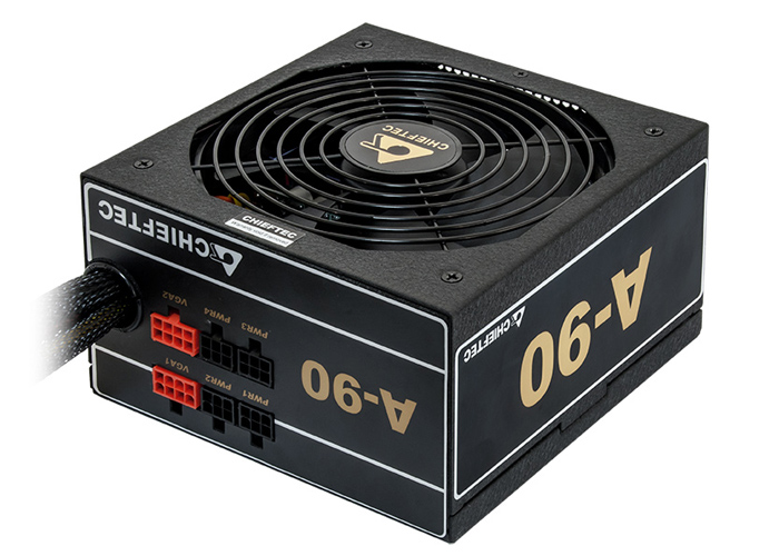 SURSA Chieftec A-90 750 W, semi-modulara, certificare 80 Plus Gold - compatibila, ventilator 140 mm x 1, PCI-E 6+2 pin x 4, SATA x 8, "GDP-750C" (timbru verde 2 lei)