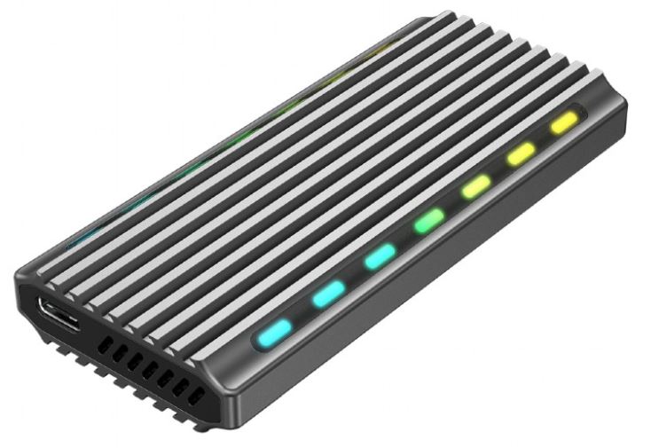 RACK extern GEMBIRD, pt. SSD, M.2, M.2 S-ATA NGFF si M.2 PCIe NVME, interfata PC USB 3.1, RGB LED backlight, aluminiu, argintiu, "EE2280-U3C-03" (timbru verde 0.8 lei)