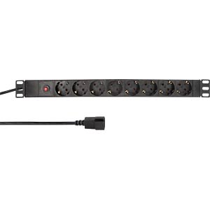 PDU LOGILINK 1U pt. rack 19 inch, 8 prize Schuko, intrare IEC, max 10 A, breaker, protectie la supratensiune, 3 m, "PDU8C03" (timbru verde 0.8 lei)