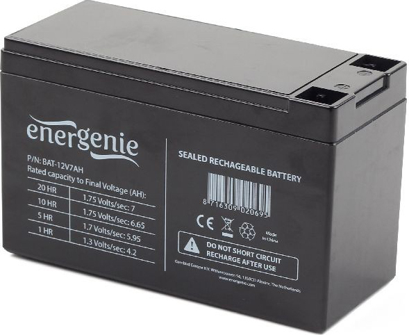 ACUMULATOR UPS GEMBIRD 12V / 7Ah, terminal F2(T2), dimensiune: 151x65x93mm, inaltime+terminal: 99mm, "BAT-12V7AH" (timbru verde 0.5 lei)