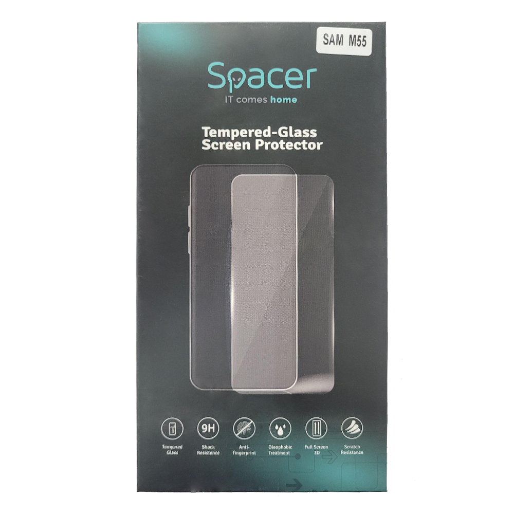 FOLIE STICLA Spacer pentru Samsung Galaxy M55 grosime 0.3mm, acoperire totala ecran, strat special anti-ulei si anti-amprenta, Tempered Glass, sticla 9D, duritate 9H "SPPG-SM-GX-M55-TPU"