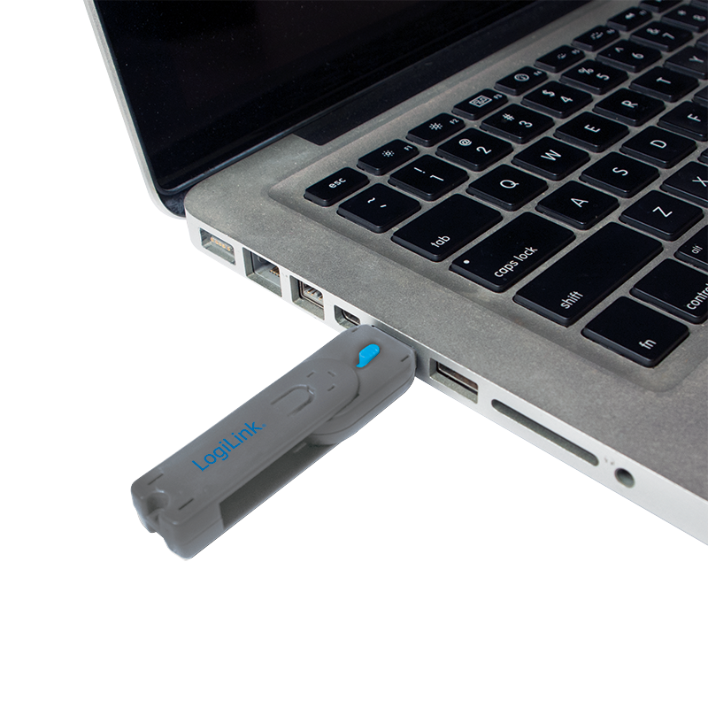 PORT Blocker LOGILINK, USB-A, 1buc. contine 1 cheie + 4 incuietori, "incuietori de USB", blue, "AU0043"
