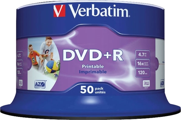 DVD+R VERBATIM 4.7GB, 120min, viteza 16x, 50 buc, Single Layer, spindle, printabil, "Wide Inkjet Printable" "43512"