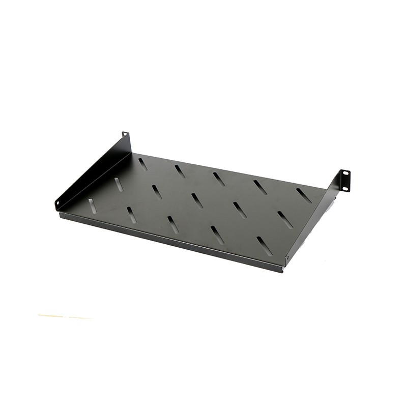 Raft fix 19", 1U, 300mm, fixare fata in 2 puncte, sarcina 30kg, culoare neagra RAL 9005 - DATEUP "9801130401"