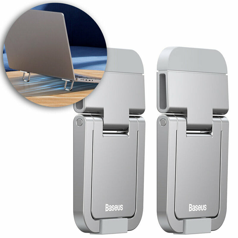 STAND Baseus Kickstand notebook, include 2 bucati, adeziv 3M, aliaj zinc, silver "LUZC000012" - 6932172608415