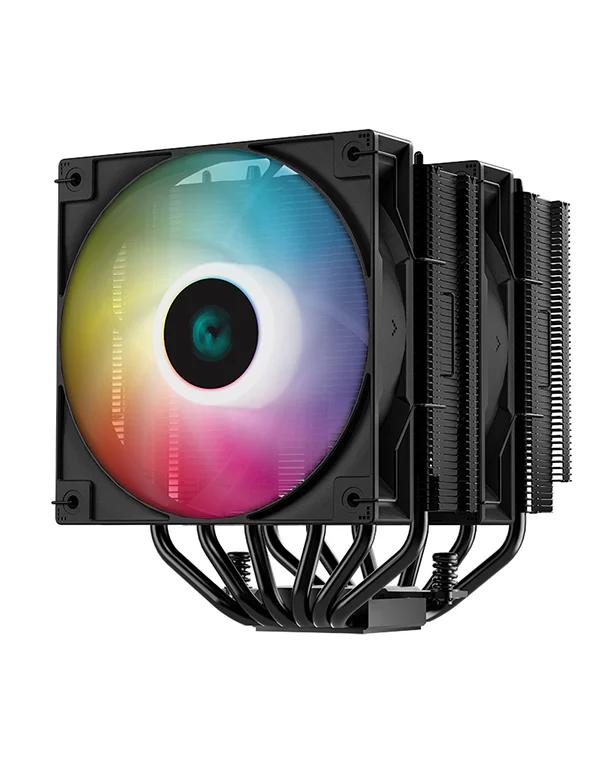 COOLER DeepCool "AG620 BK ARGB V2" skt. Intel si AMD, racire cu aer, vent. 2 x 120mm, 300 - 1950 rpm, 6 heatpipes, inaltime 161mm, RGB adresabil,"R-AG620-BKAMMN-GJD" (timbru verde 0.8 lei)
