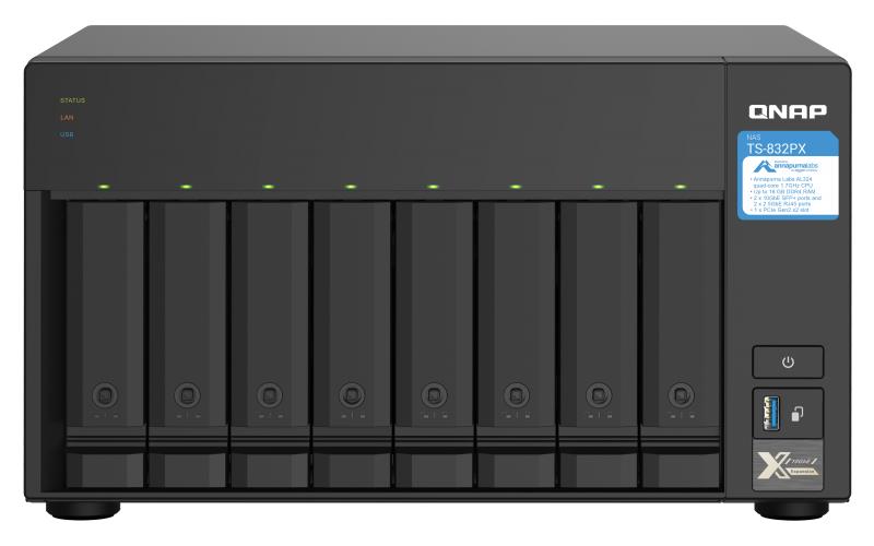 NAS STORAGE TOWER 8BAY/NO HDD TS-832PX-4G QNAP, "TS-832PX-4G" (timbru verde 11 lei)