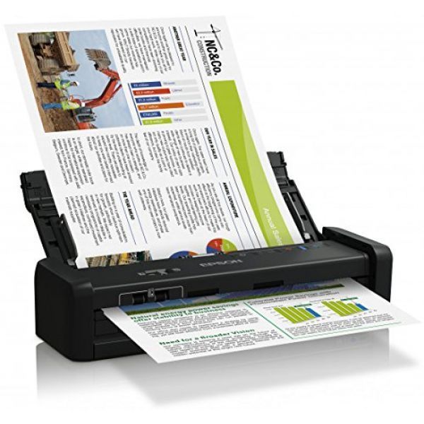 Scanner Portabil EPSON DS-360W, A4, Viteza de scanare duplex: 25ppm/50ipm, Optiuni: , Conectivitate:USB|Retea|WiFI, Scanare ambele fete:Da, ADF:50coli(Timbru Verde11Lei), "B11B242401"