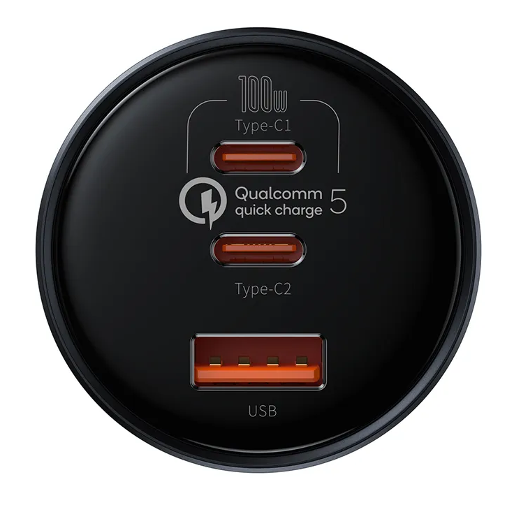INCARCATOR auto Baseus Qualcomm QC 5,1xUSB Output 5V/3A,2xUSB Type-C max 5V/3A,total output 160W,include cablu USB Type-C la USB Type-C 100W 1m,gri"TZCCZM-0G"(timbru verde 0.18 lei)-6953156206731